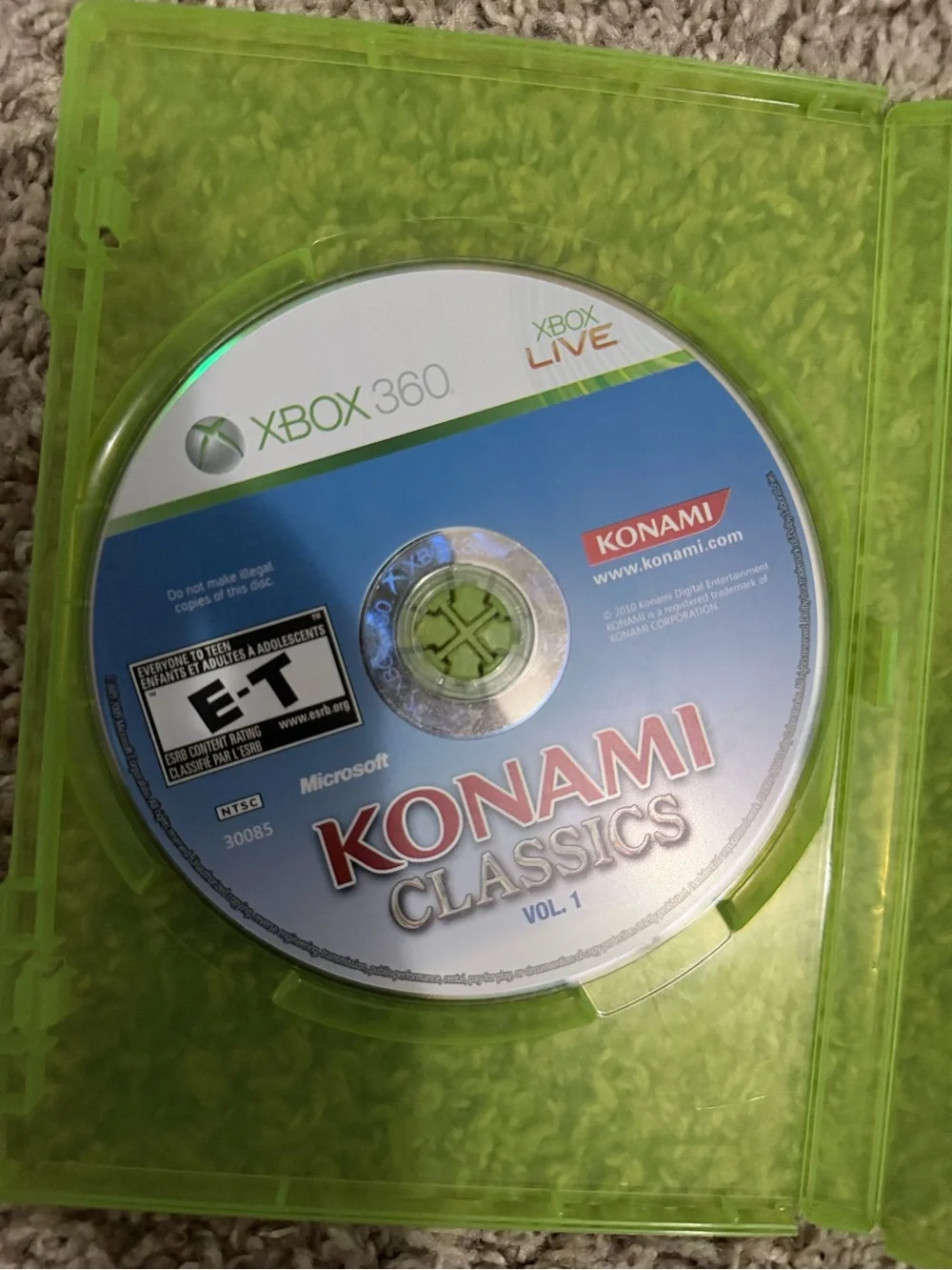 Konami Classics Vol.1 Xbox 360 Game Disc in Green Case